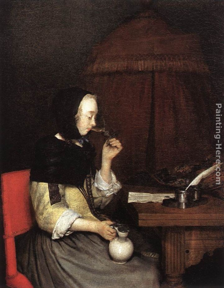 Gerard ter Borch A Woman drinking Wine